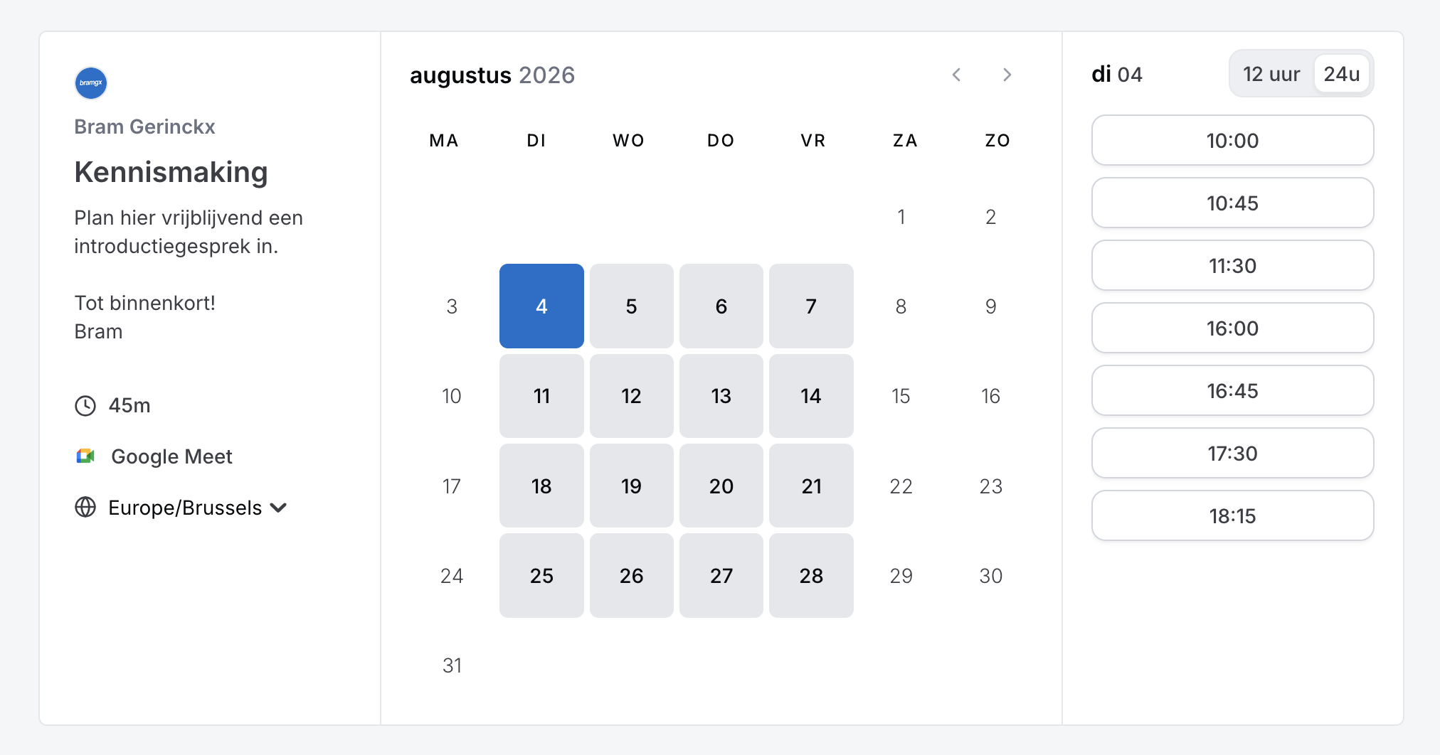 Afspraken kalender